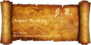 Jeges Mietta névjegykártya